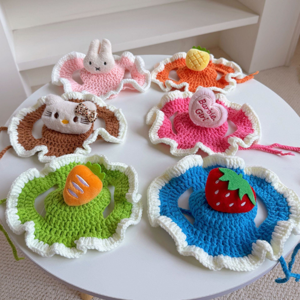 Hand-Knitted Crochet Cat Hat - Cute Artisan Pet Accessory