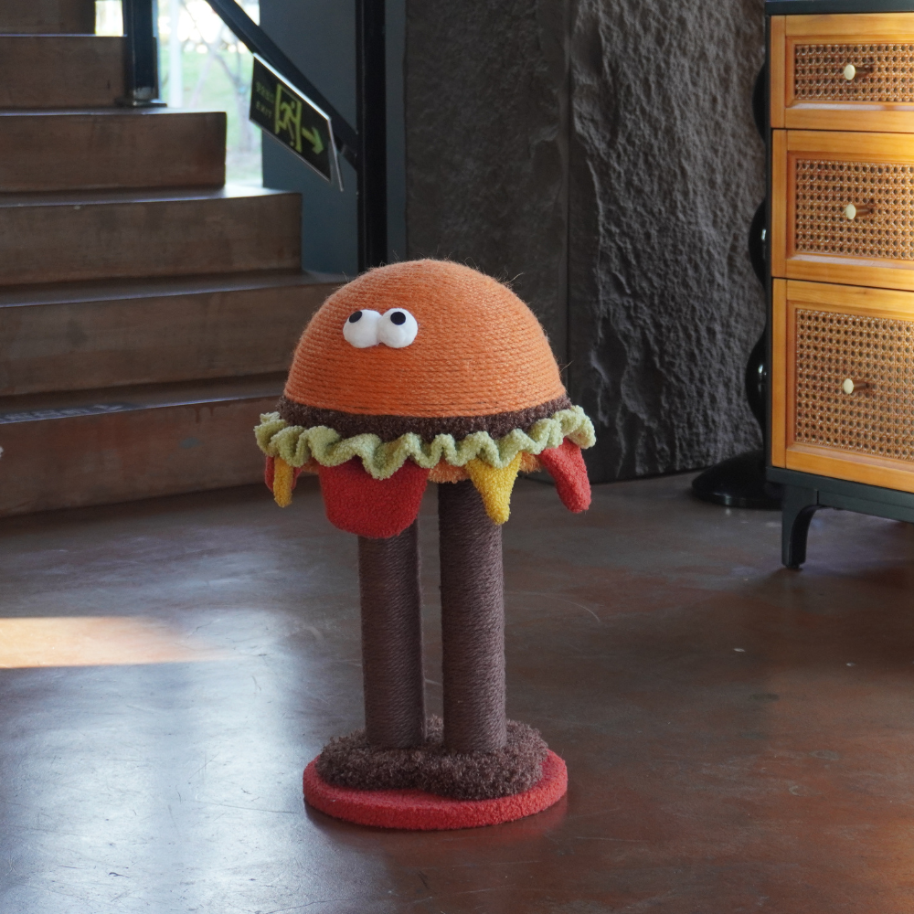 Hamburger Double-Post Cat Scratcher - Sisal & MDF Construction - Default Title - Furniture - Catati Cat Store