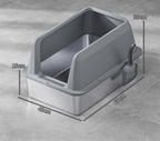 Catati Stainless Cat Litter Box with High Sides – 15cm Entry by CATATI SELECTED - Gray - Litter - Catati