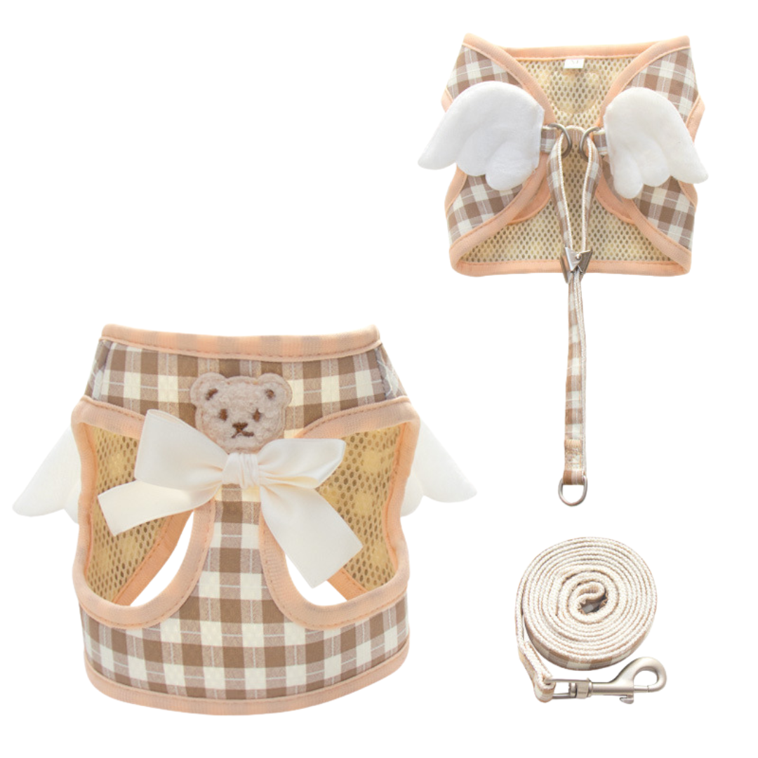 Angel Wing Cat Harness – Soft Breathable Vest with Leash