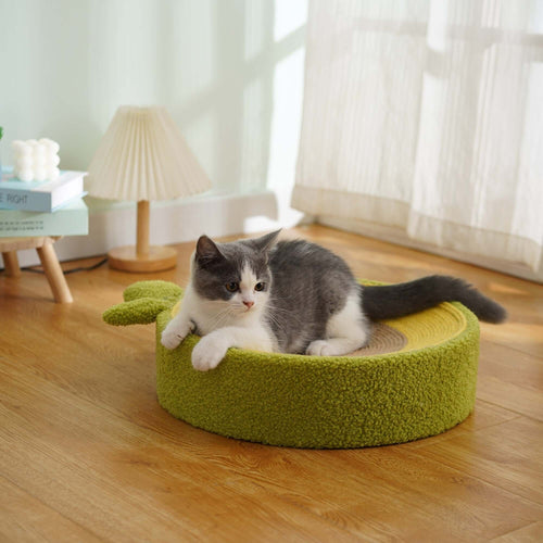 Avocado Cat Scratcher Bed – Plush Green Design with Natural Sisal - Default Title - Furniture - Catati Cat Store