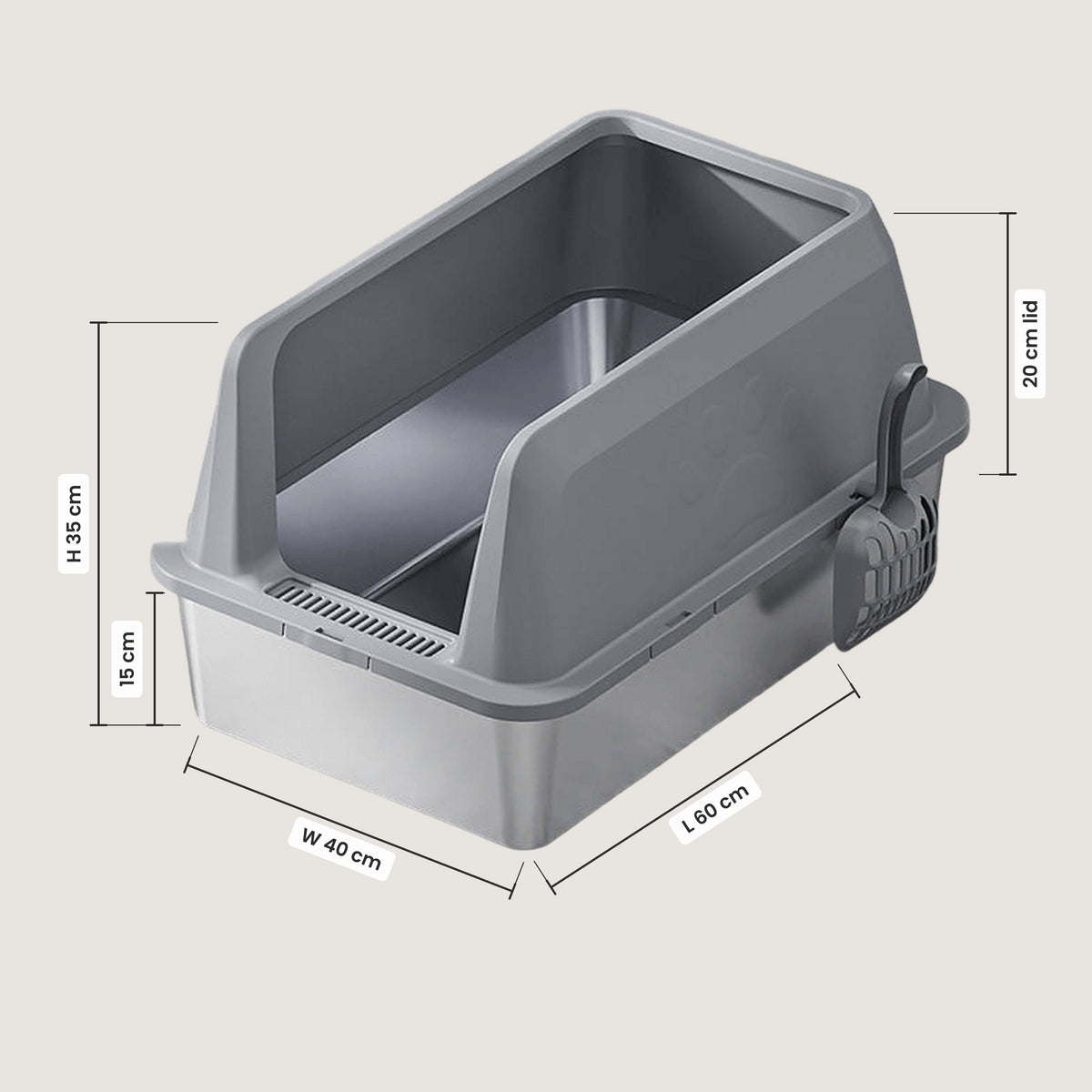 Deep Stainless Steel Cat Litter Box