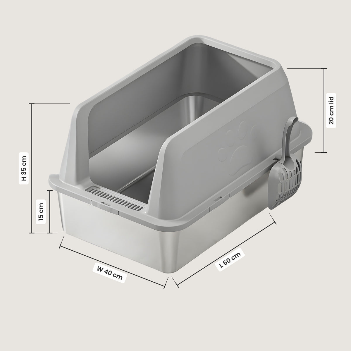 Deep Stainless Steel Cat Litter Box