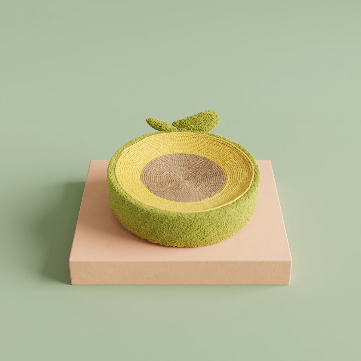 Avocado Cat Scratcher Bed – Plush Green Design with Natural Sisal