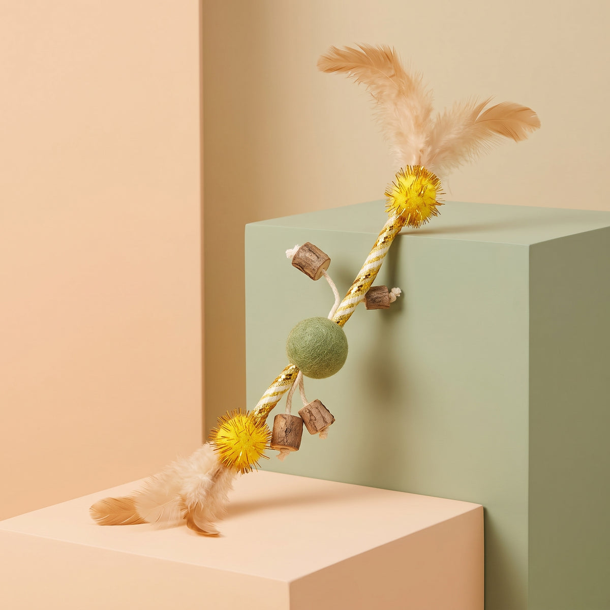 Feather Catnip Wand with Matatabi & Bell – Enrichment Toy