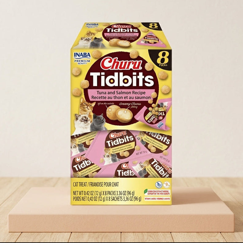 Inaba Churu Tidbits Tuna & Salmon Recipe Grain-Free Cat Treats – 8 × 12 g