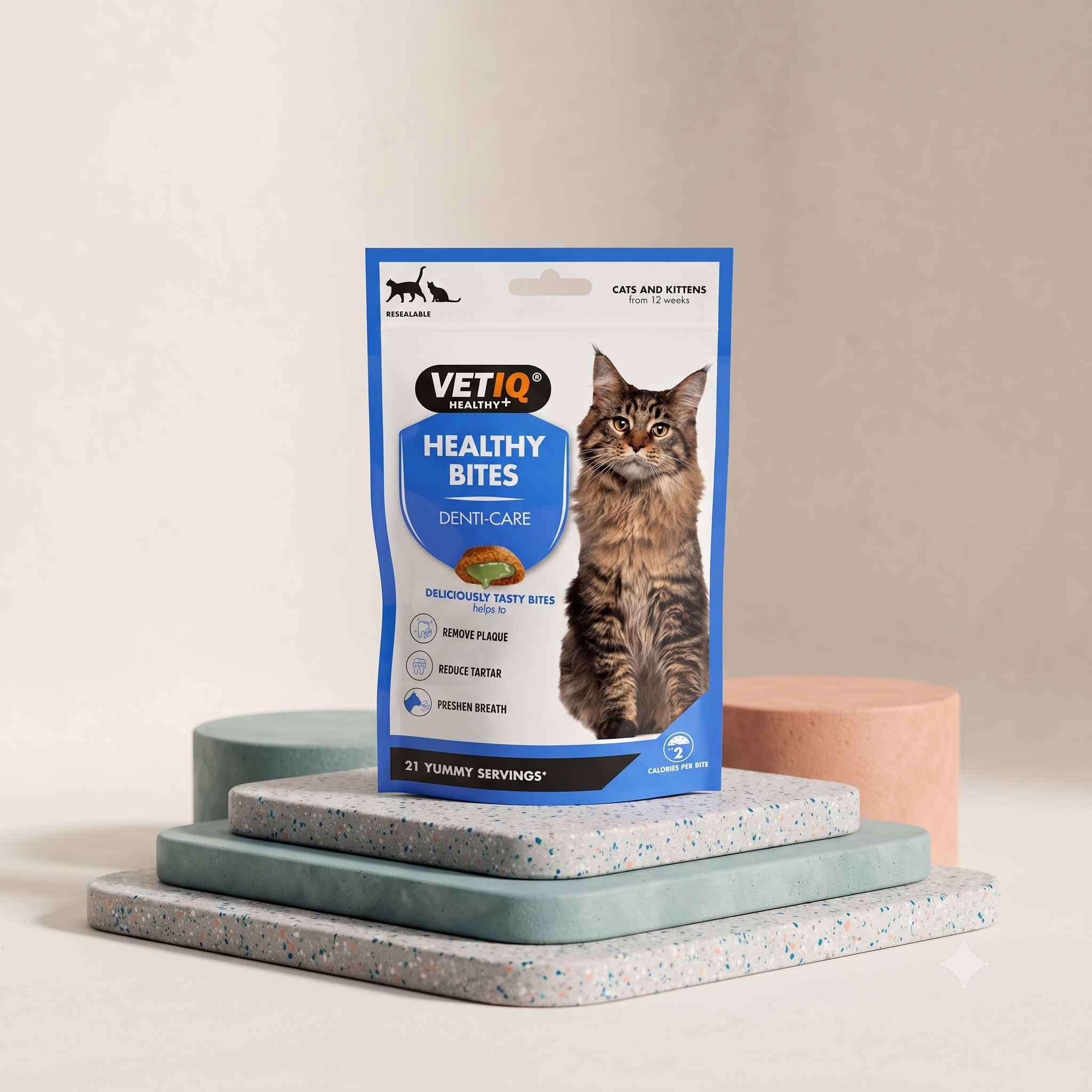VetIQ Healthy Bites Denti-Care Cat Treats - Plaque & Tartar Control