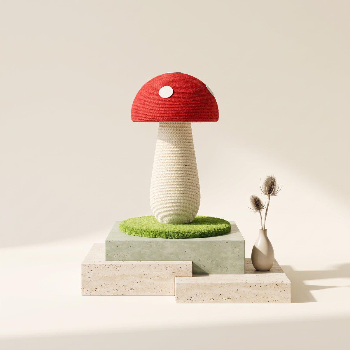 High Red Mushroom Cat Scratching Post – Compact & Cute