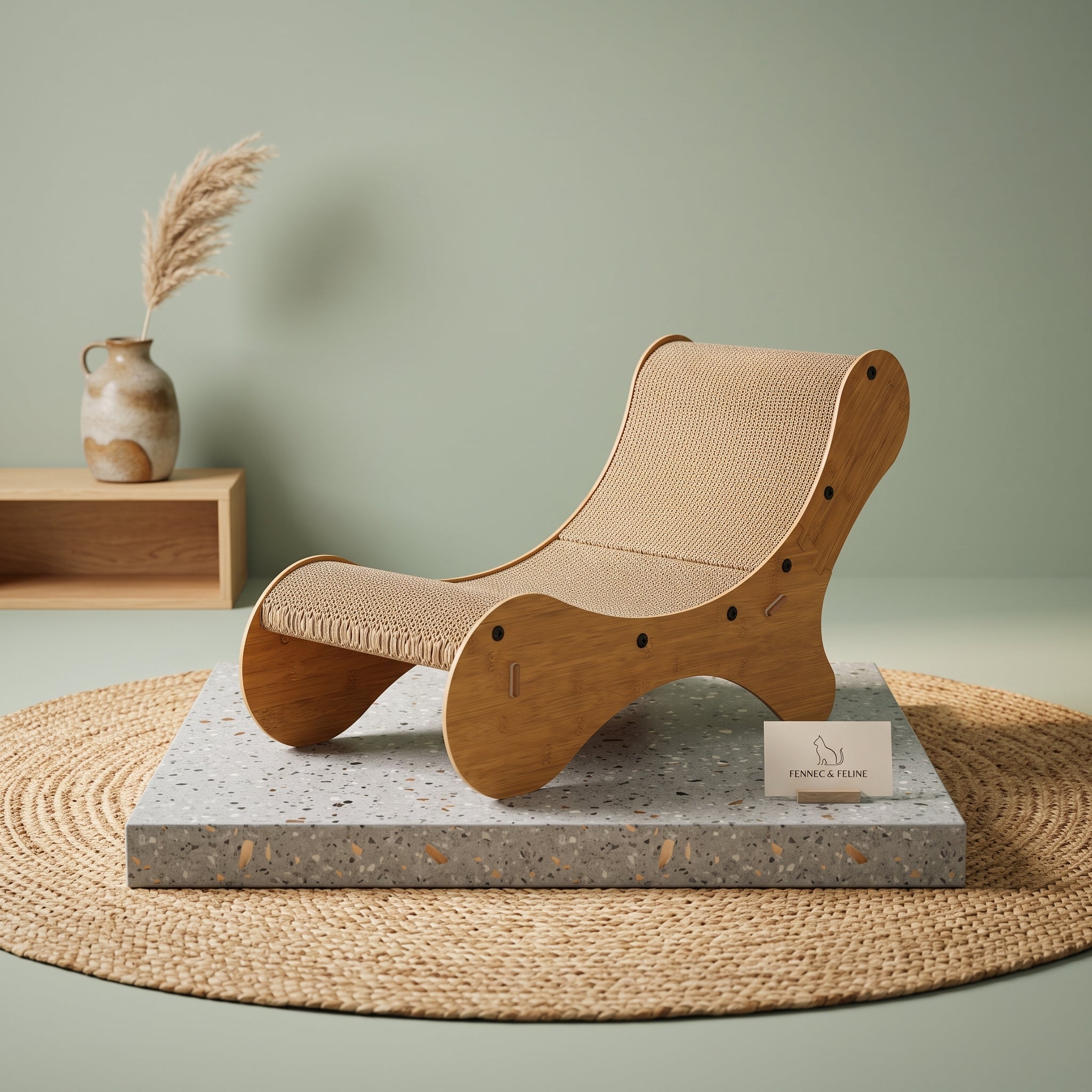 Curved Chaise Cat Scratcher - Premium MDF & Corrugated Cardboard