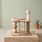 Wooden Design Modern Cat Tree - Lounge Bed & Sisal Scratching Balls