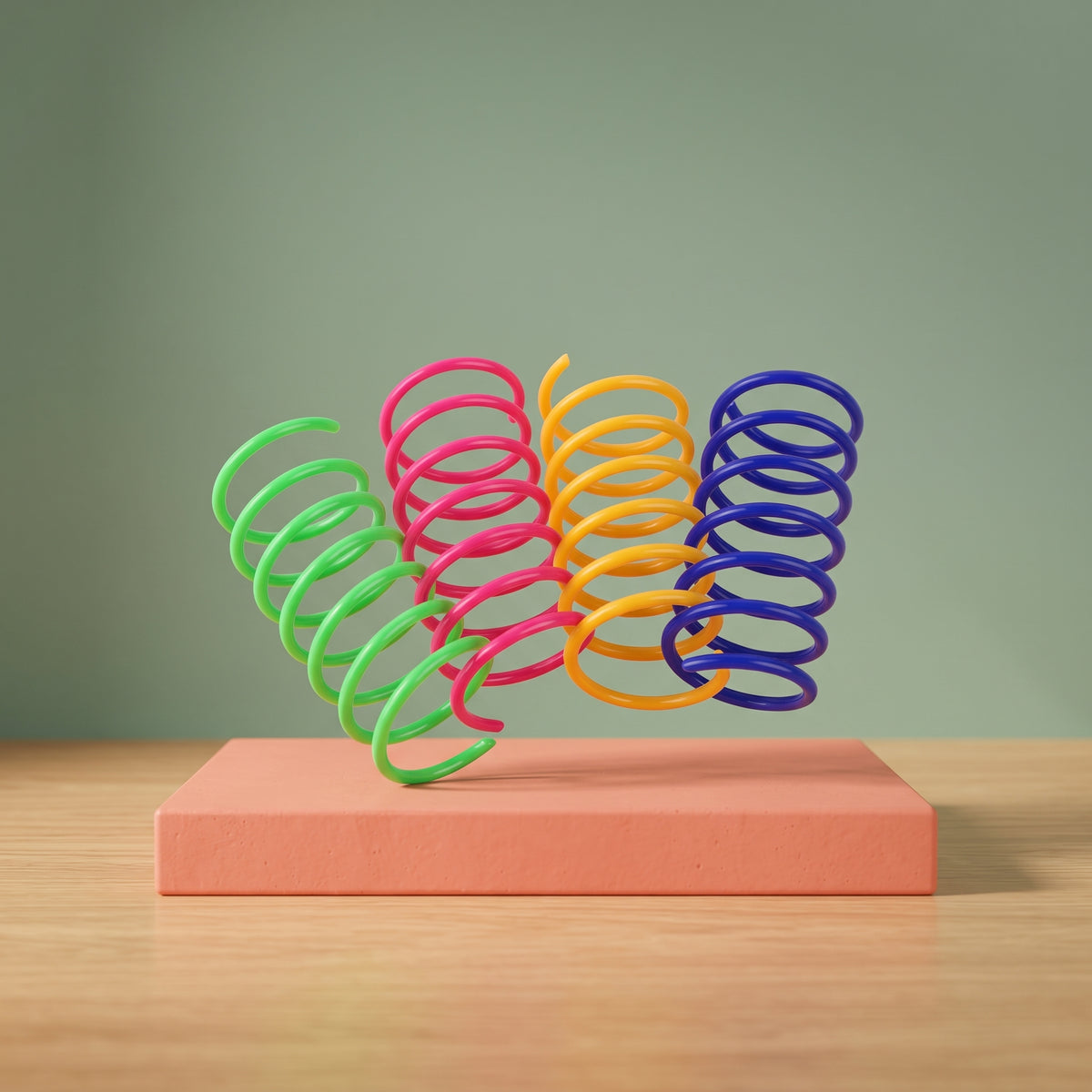 Spring Bounce Cat Toys – 4-Pack of Colourful Enrichment Springs