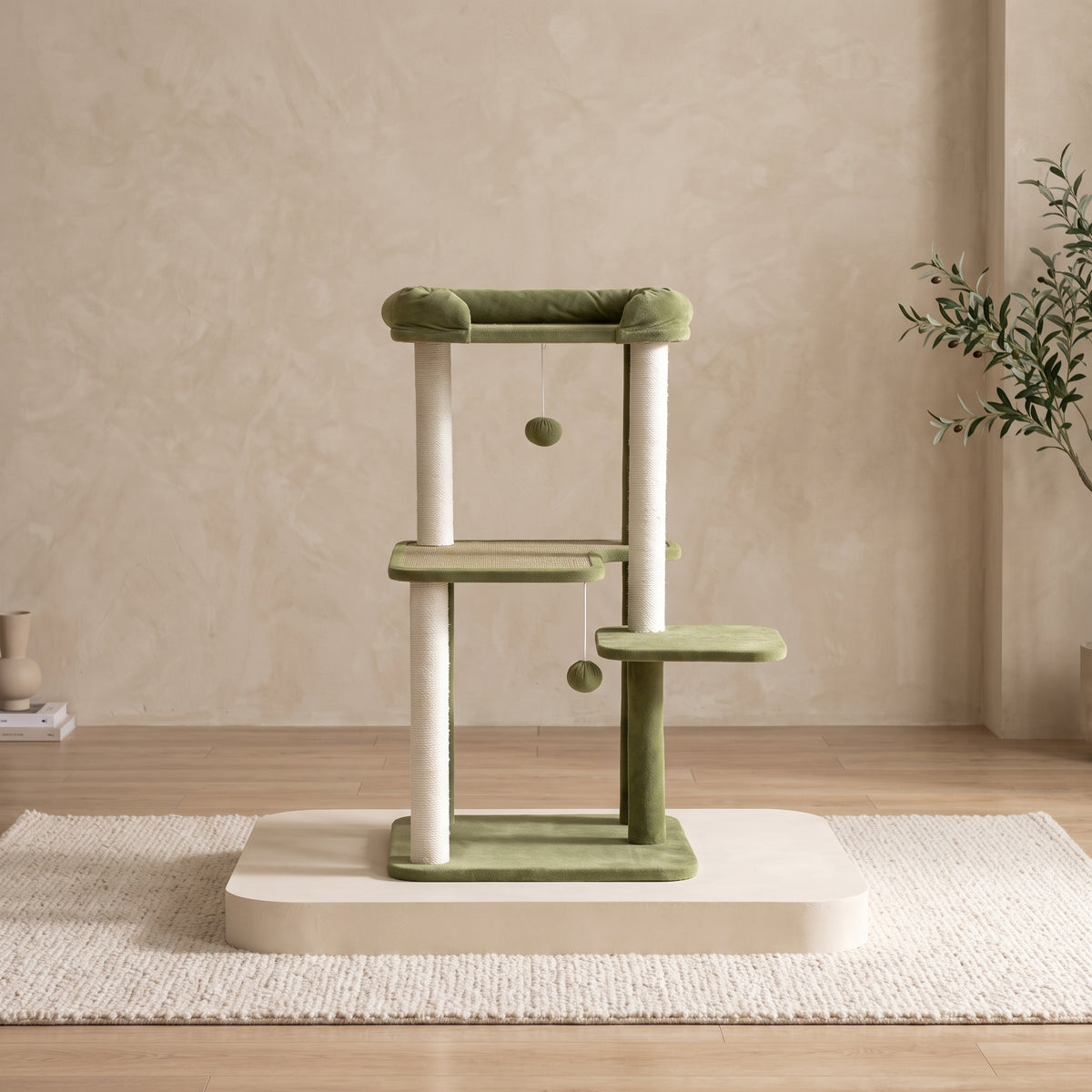 Natural Rattan Mat Cat Tree – 85cm