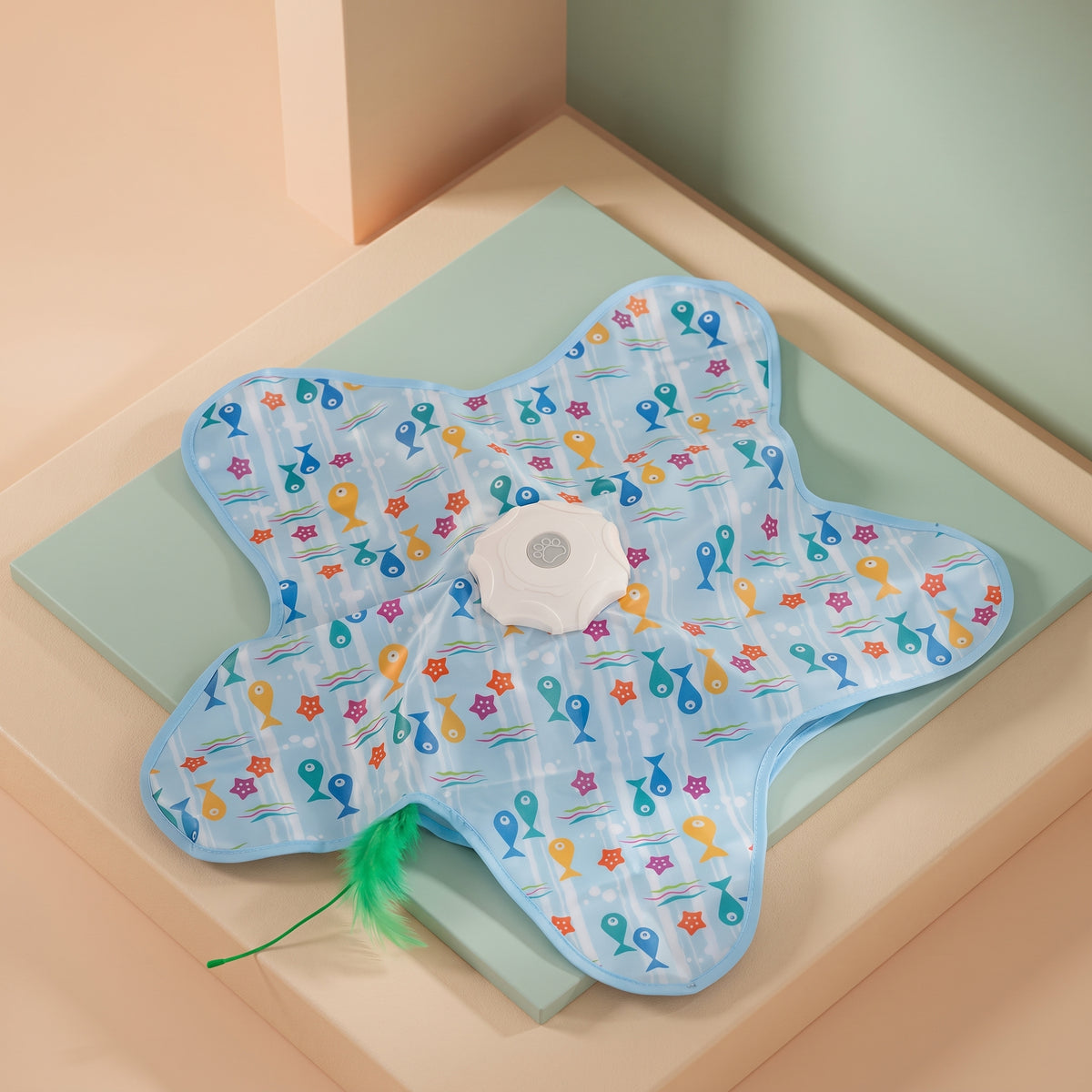 Automatic Cat Toy Mat with 360° Feather Teaser
