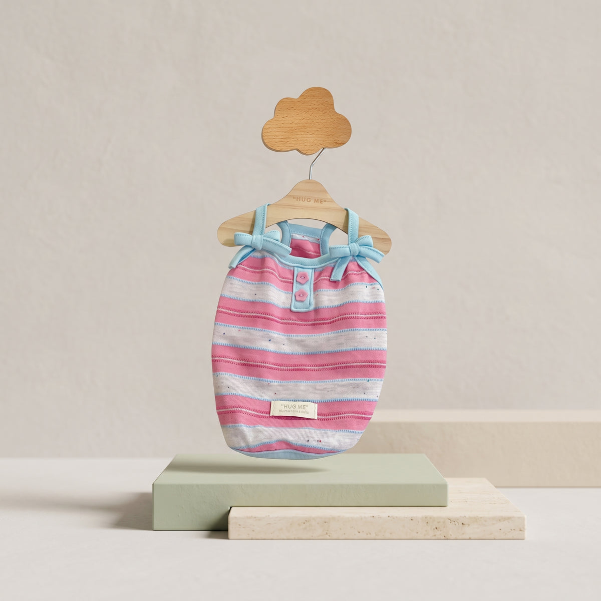 Pink Striped Summer Cat Vest with Bow Ties