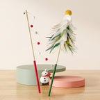Christmas Cat Wand Toy – Snowman & Feather Tree Variants