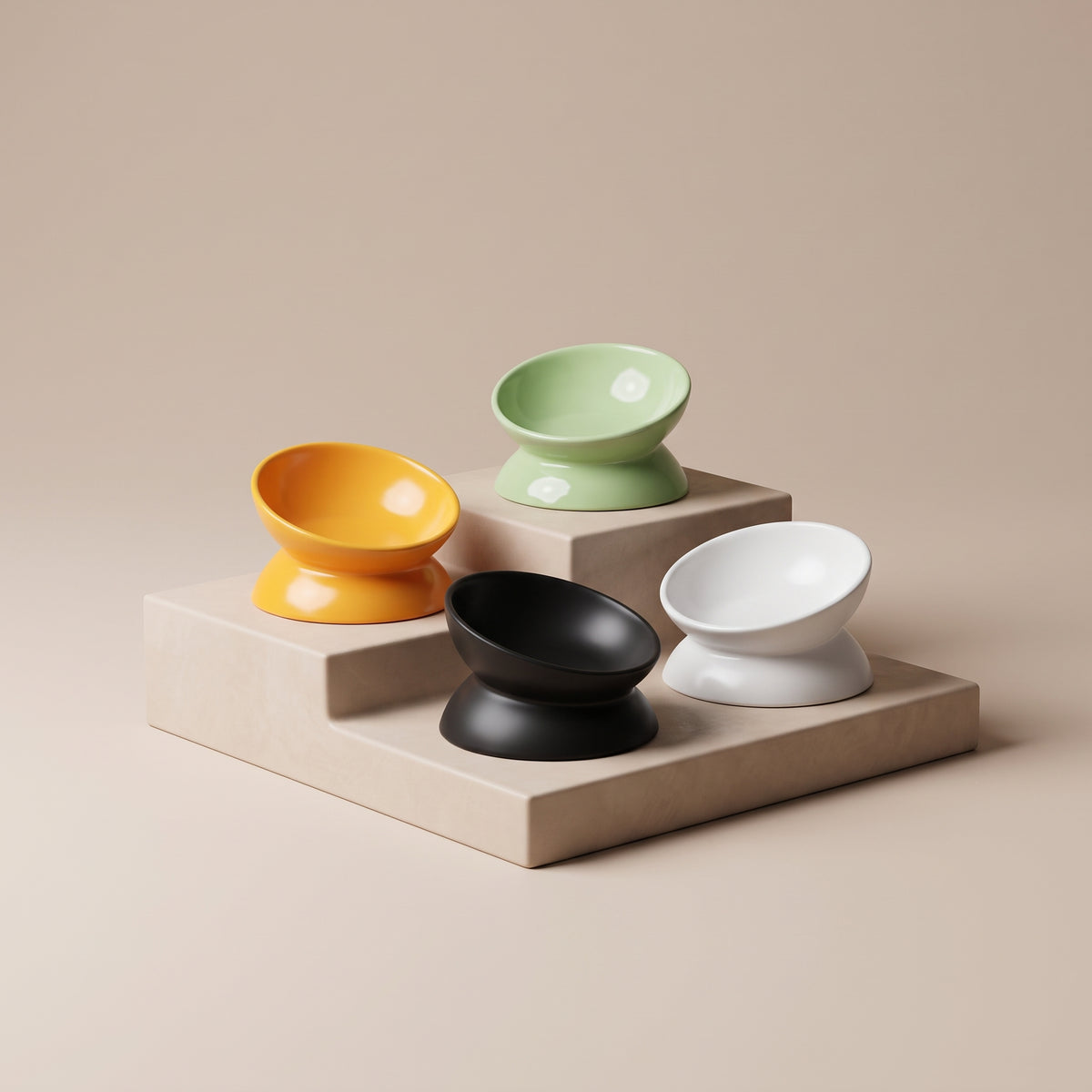 Low Tilted Ceramic Cat Bowl