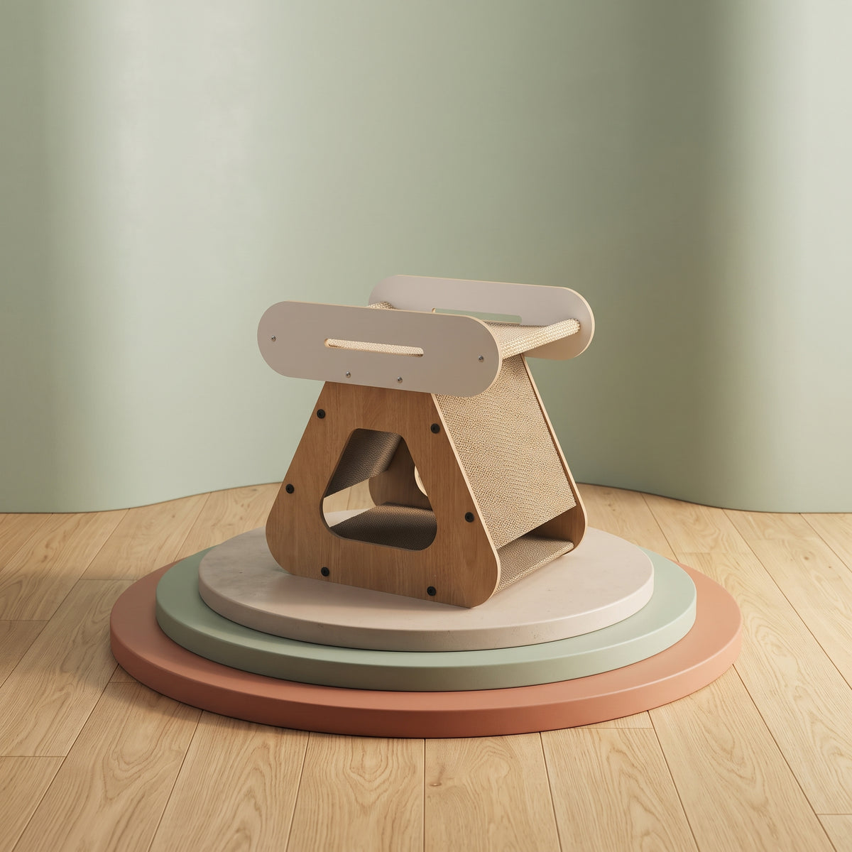 Modern Cat Scratcher & Lounge – Multi-Level with Natural Finish