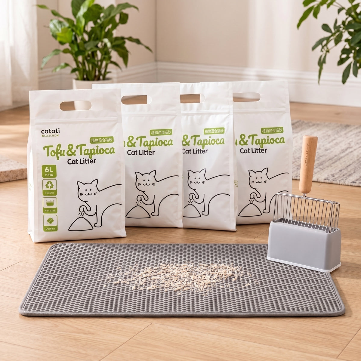 Litter Station Refresh Bundle – 4 Bags, Mat & Scoop