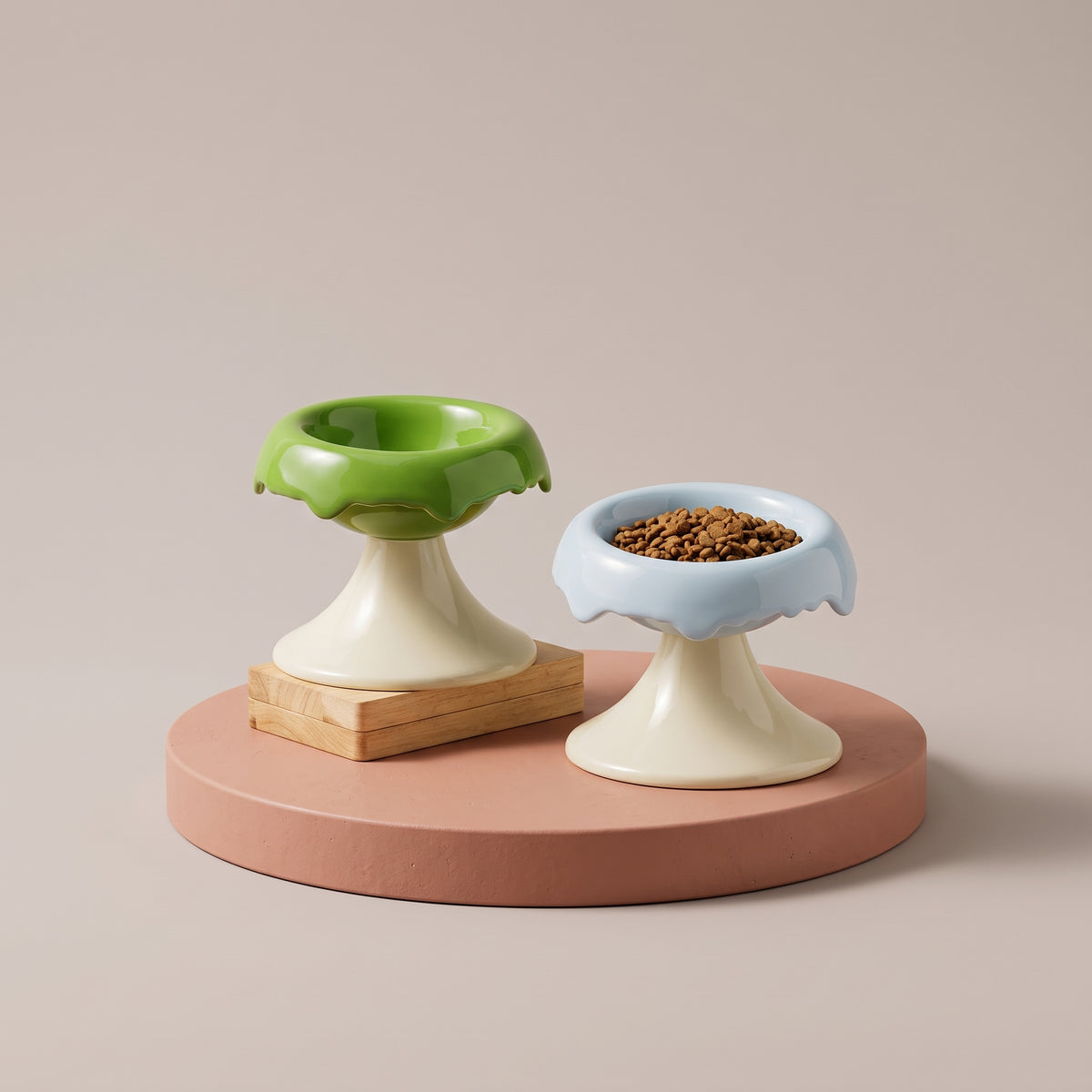 Elevated Donut Ceramic Cat Bowl