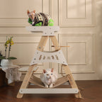 Natural Wood Cat Tower with Hammock & Climbing Net by CATATI SELECTED - Default Title - Furniture - Catati