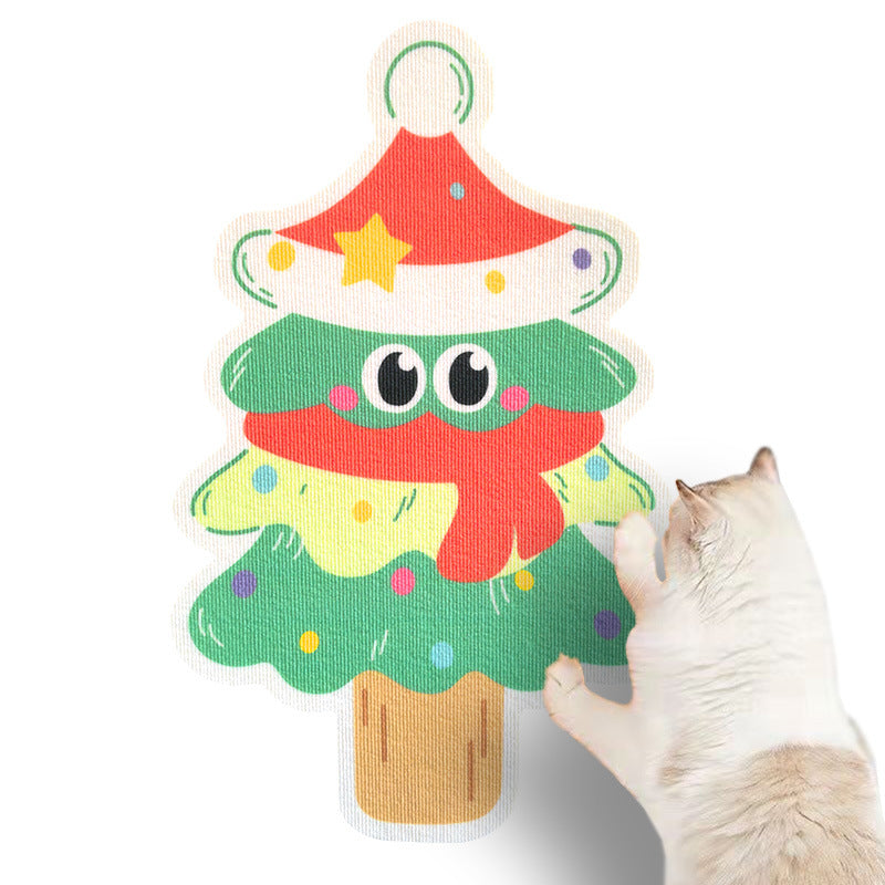 Wall-Mounted Christmas Tree Cat Scratcher – Vertical Holiday Board