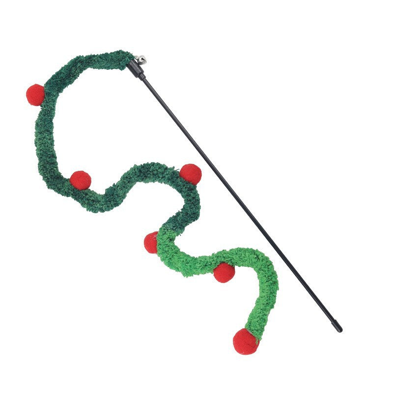 Christmas Tree Cat Teaser Wand – Festive Chase Toy for Playful Cats
