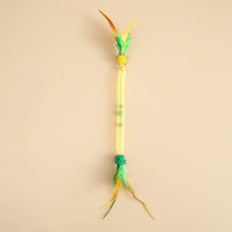 Elastic Feather Cat Teaser Toy – Bite-Resistant & Stretchable