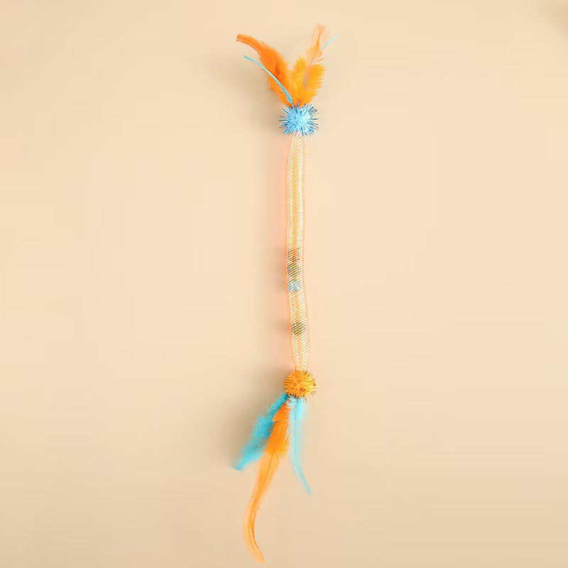 Elastic Feather Cat Teaser Toy – Bite-Resistant & Stretchable