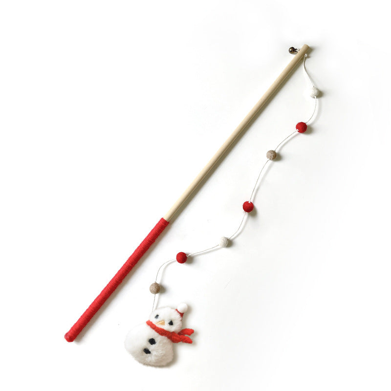 Christmas Cat Wand Toy – Snowman & Feather Tree Variants