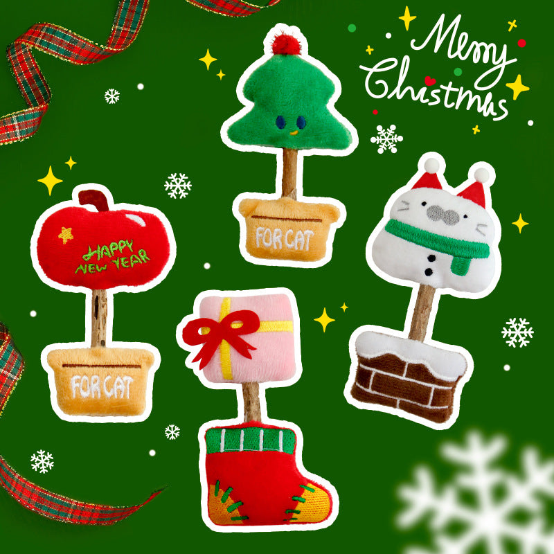 Christmas Catnip Stick Set – 4-Piece Plush Matatabi Toys