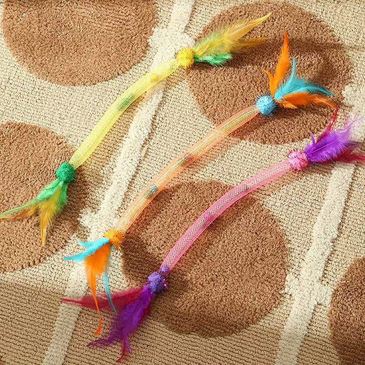 Elastic Feather Cat Teaser Toy – Bite-Resistant & Stretchable
