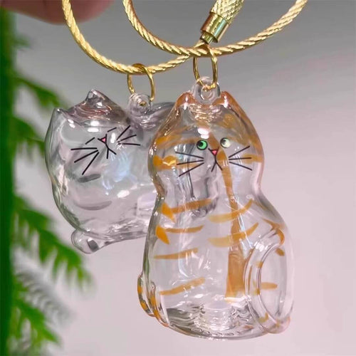 Cat Whisker Holder Keychain – Glass Keepsake Charm (3 Styles) - Orange - Other - Catati Cat Store