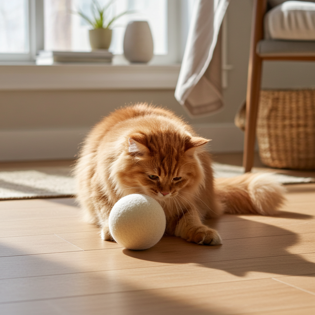 100% Solid Wool Balls(Set of 2) - Silent Interactive Play