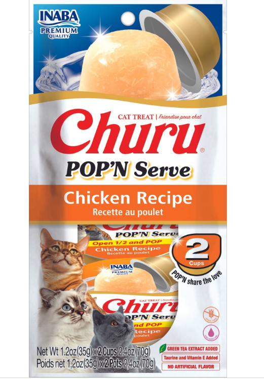 Churu Pop'n Serve Cat Treat – Chicken Recipe (2 Cups) by INABA - Default Title - Food - Catati