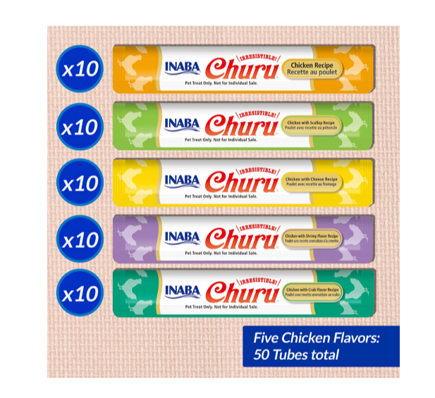 Inaba Churu Chicken Varieties Cat Treat – 50 Pack