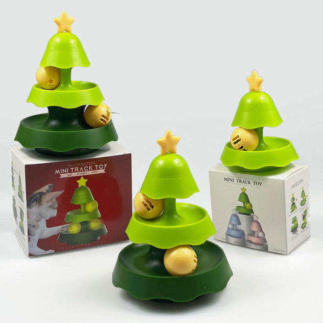 Christmas Tree Cat Track Toy – 3-Tier Ball Tower Enrichment