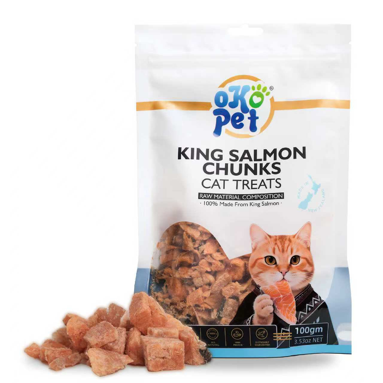 Freeze-Dried King Salmon Chunks for Cats – 100% NZ Salmon
