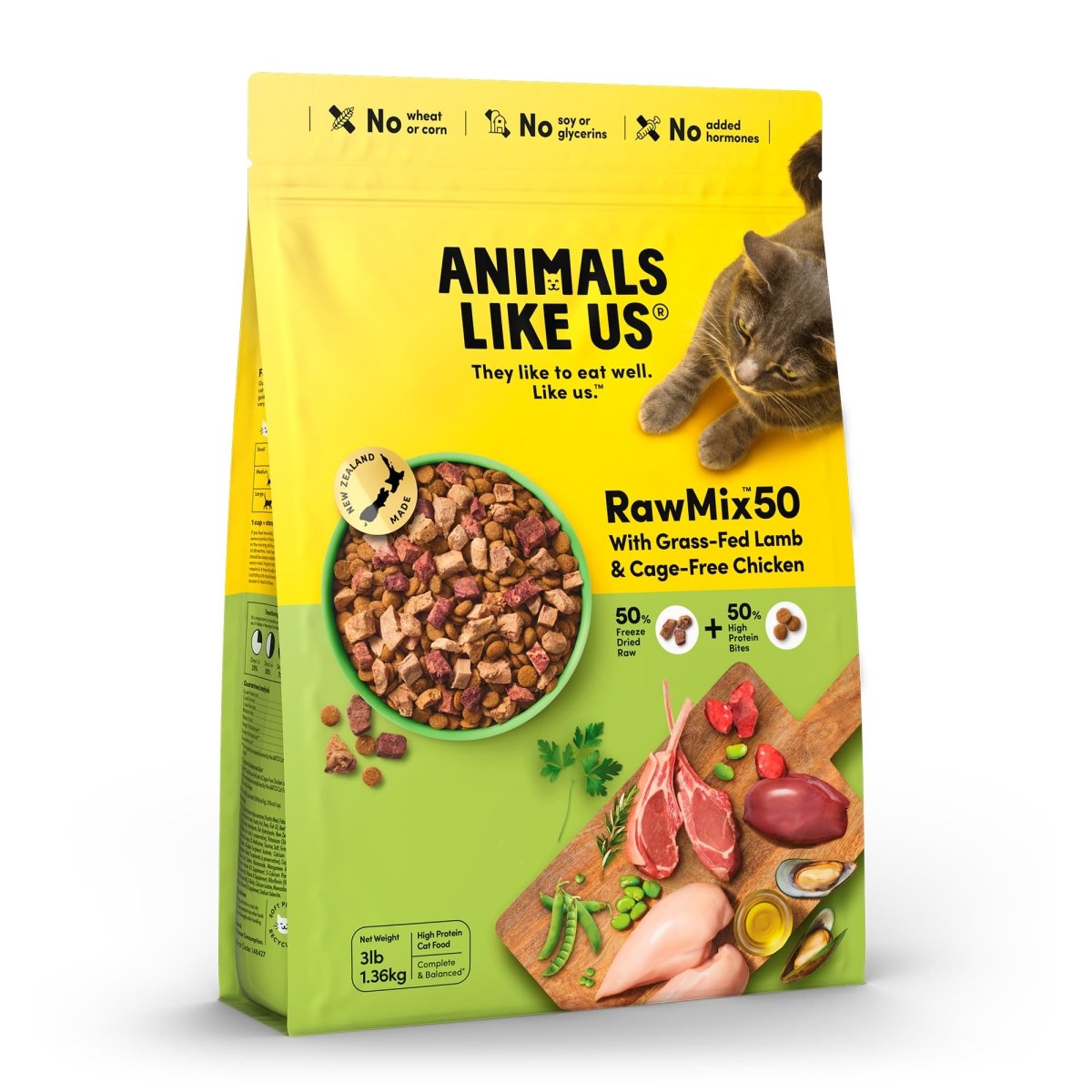 Animals Like Us Cat RawMix50™ with NZ Grass - Fed Lamb & Cage - Free Chicken - catati - nz - cat - products - online