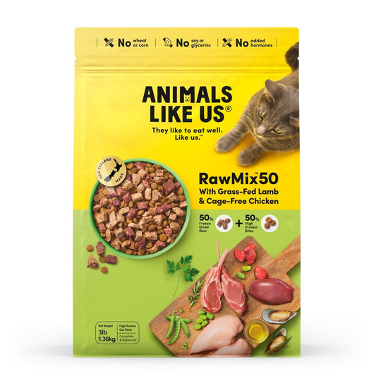 Animals Like Us Cat RawMix50™ with NZ Grass - Fed Lamb & Cage - Free Chicken - catati - nz - cat - products - online