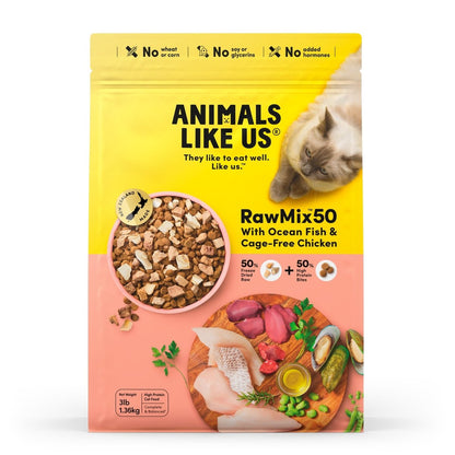 Animals Like Us Cat RawMix50™ with NZ Ocean Fish & Cage - Free Chicken - catati - nz - cat - products - online