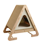 Wooden Triangle Cat House - Scratcher & Lounge