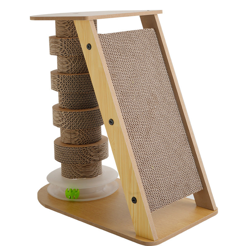 Vertical Cardboard Cat Scratcher Tower with Toy Track by CATATI SELECTED - Default Title - Furniture - Catati