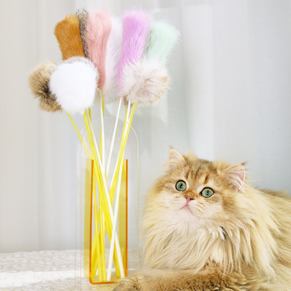 Bunny Tail Cat Teaser Wand - catati - nz - cat - products - online