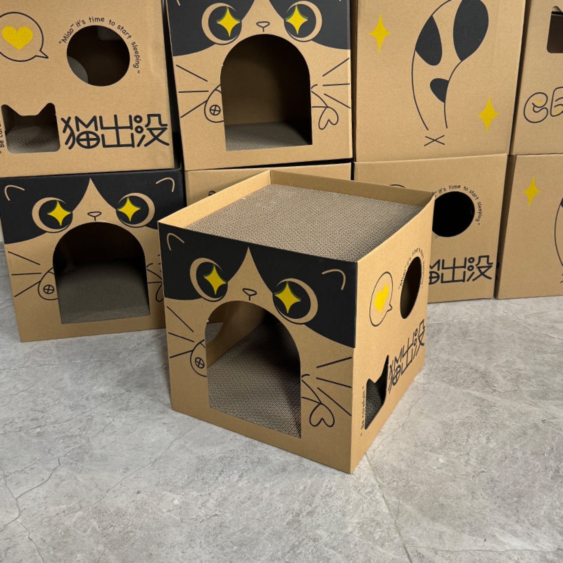 Cardboard Cat House With Scratching Boards - catati - nz - cat - products - online