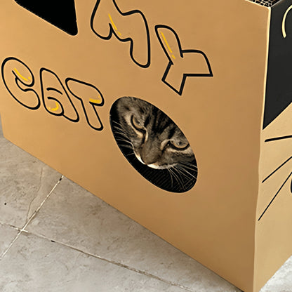 Cardboard Cat House With Scratching Boards - catati - nz - cat - products - online