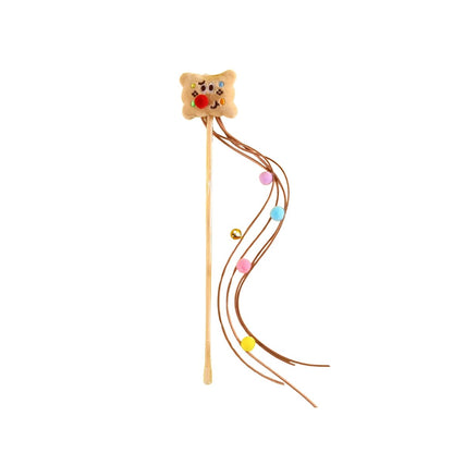 Cartoon Cat Teaser Wand with Plush Tassels & Sound - catati - nz - cat - products - online