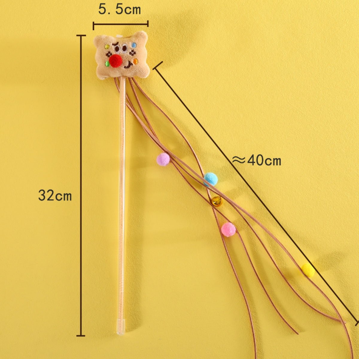 Cartoon Cat Teaser Wand with Plush Tassels & Sound - catati - nz - cat - products - online