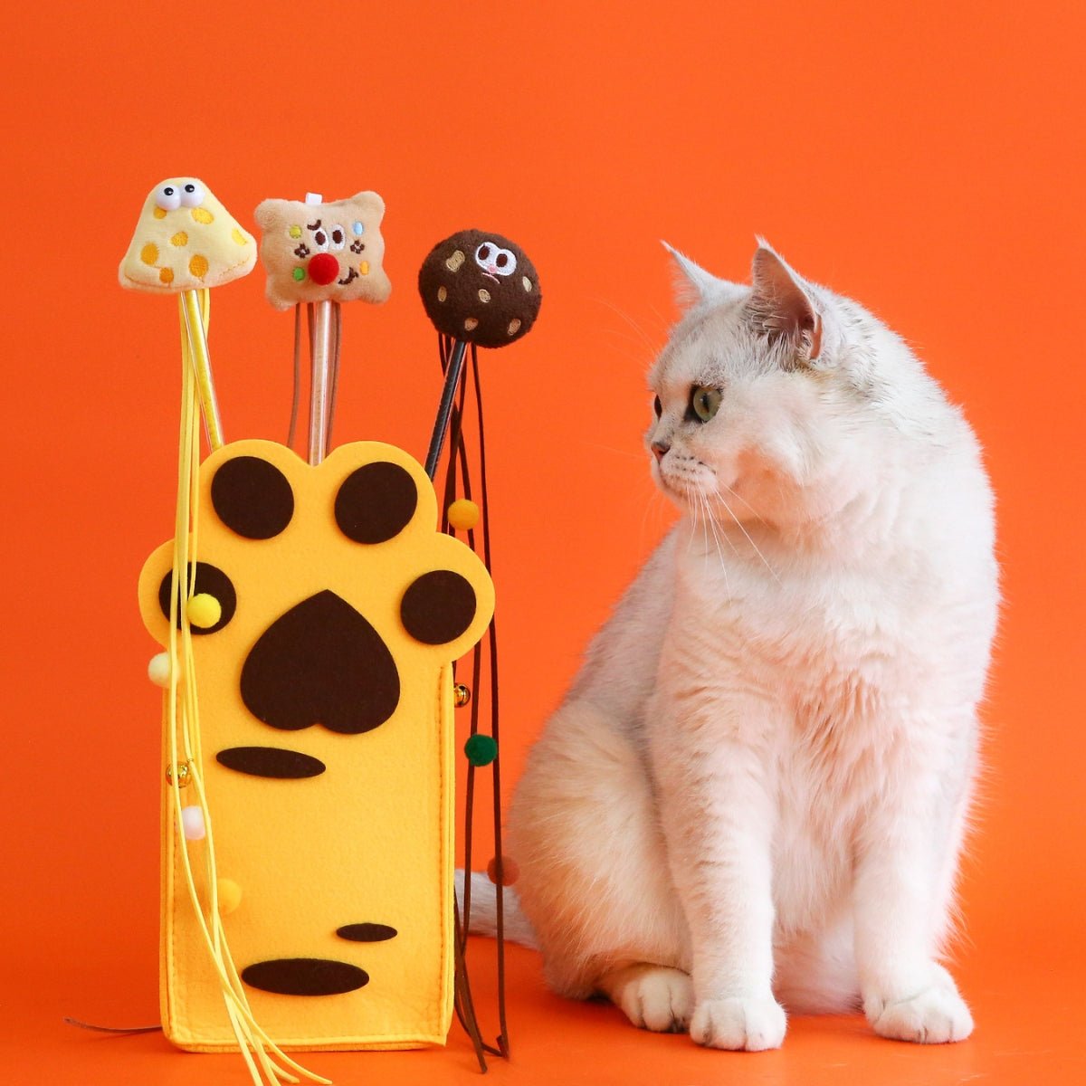 Cartoon Cat Teaser Wand with Plush Tassels & Sound - catati - nz - cat - products - online