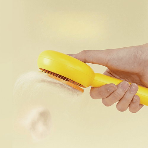 Cat Grooming Brush with Fur Remover - Yellow - Grooming - Catati Cat Store