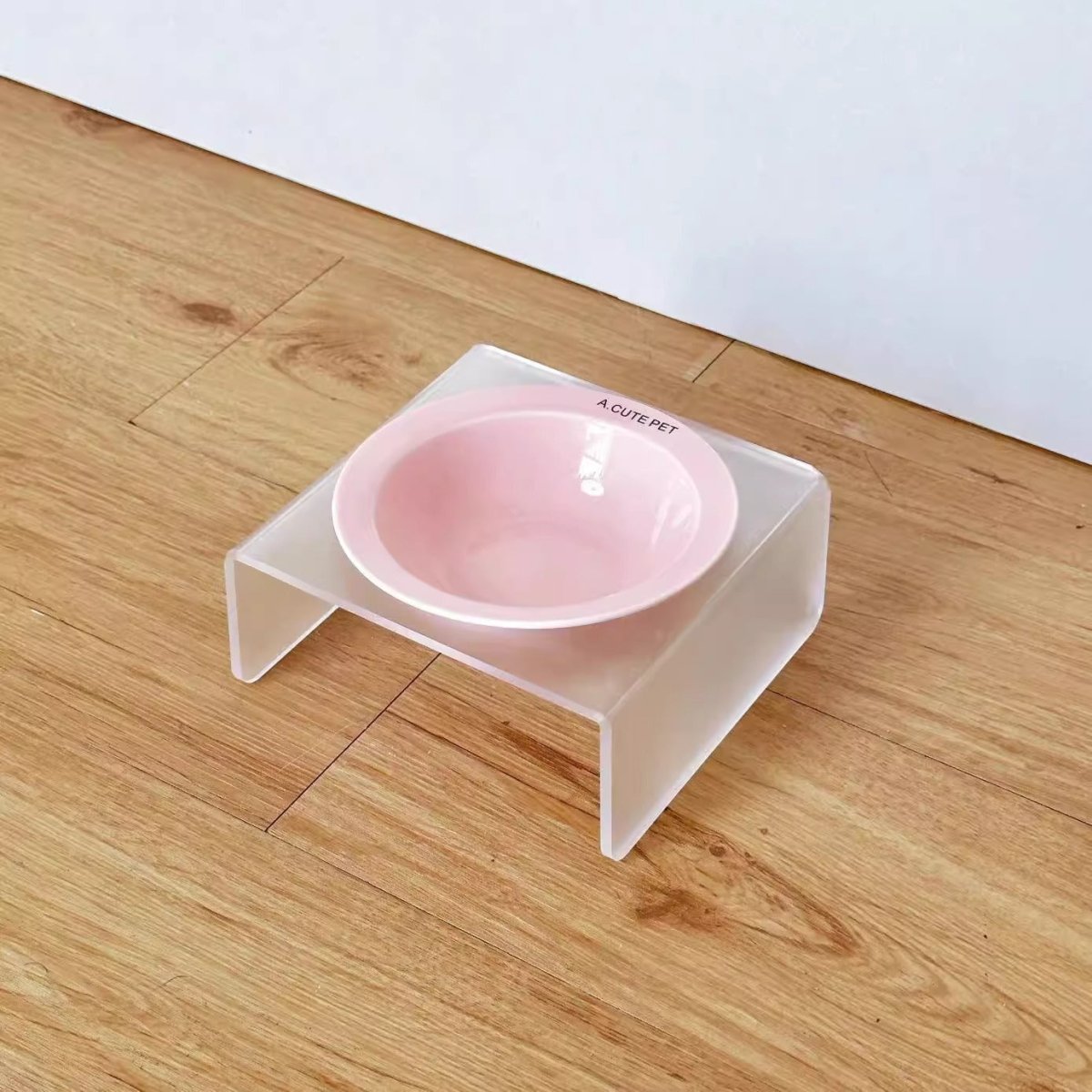 Ceramic Cat Bowl with Elevated Acrylic Stand - catati - nz - cat - products - online